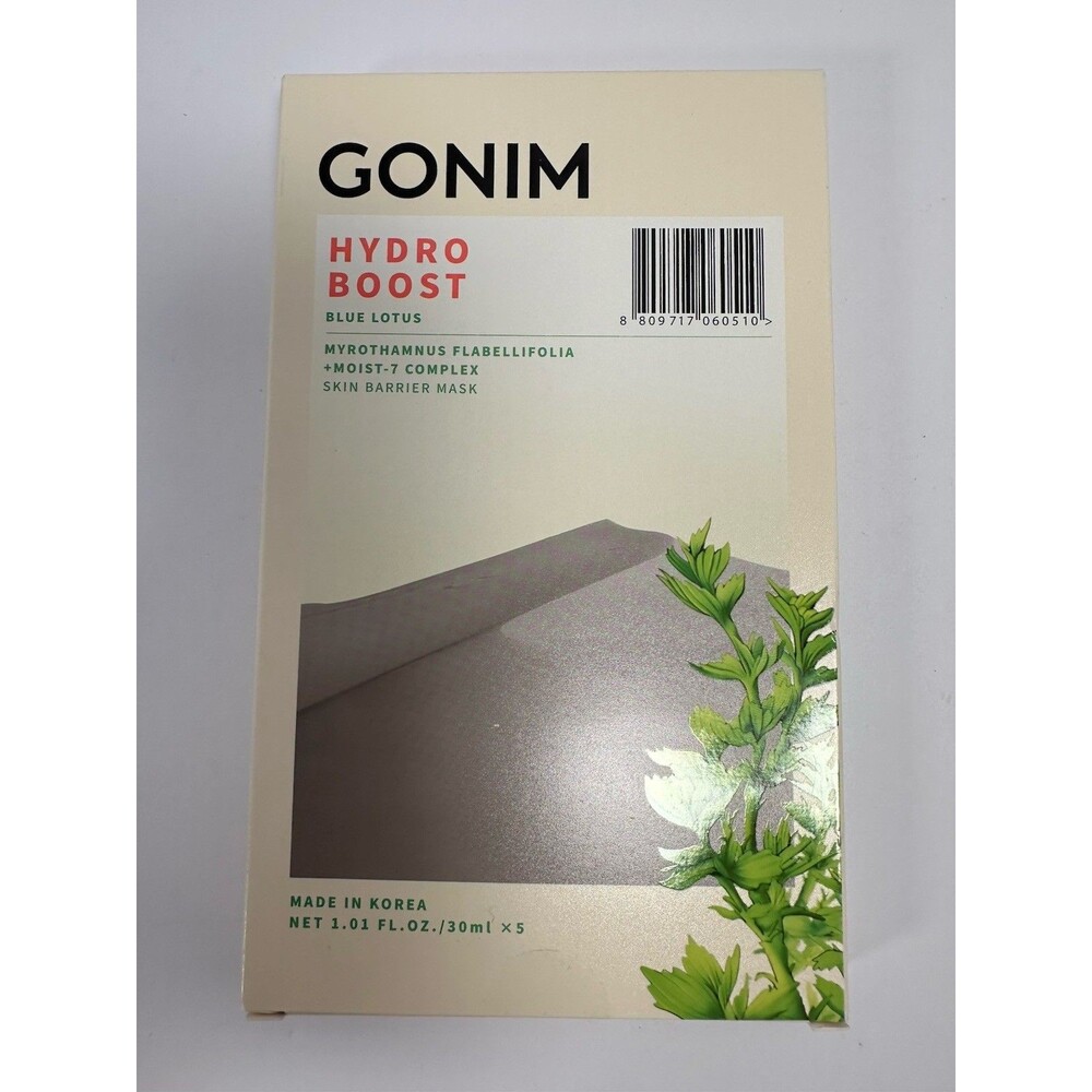 Gonim Korean Skincare Hydro Boost Face Mask Blue Lotus For Dry Thirsty Skin 5pk